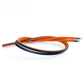 Trollbeads - Leather Bracelet, Orange/Navy, without lock
