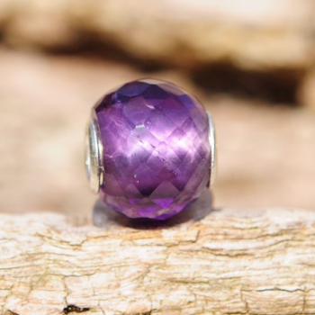 Preview: Trollbeads - Runder Amthyst, facettiert - WYSIWYG